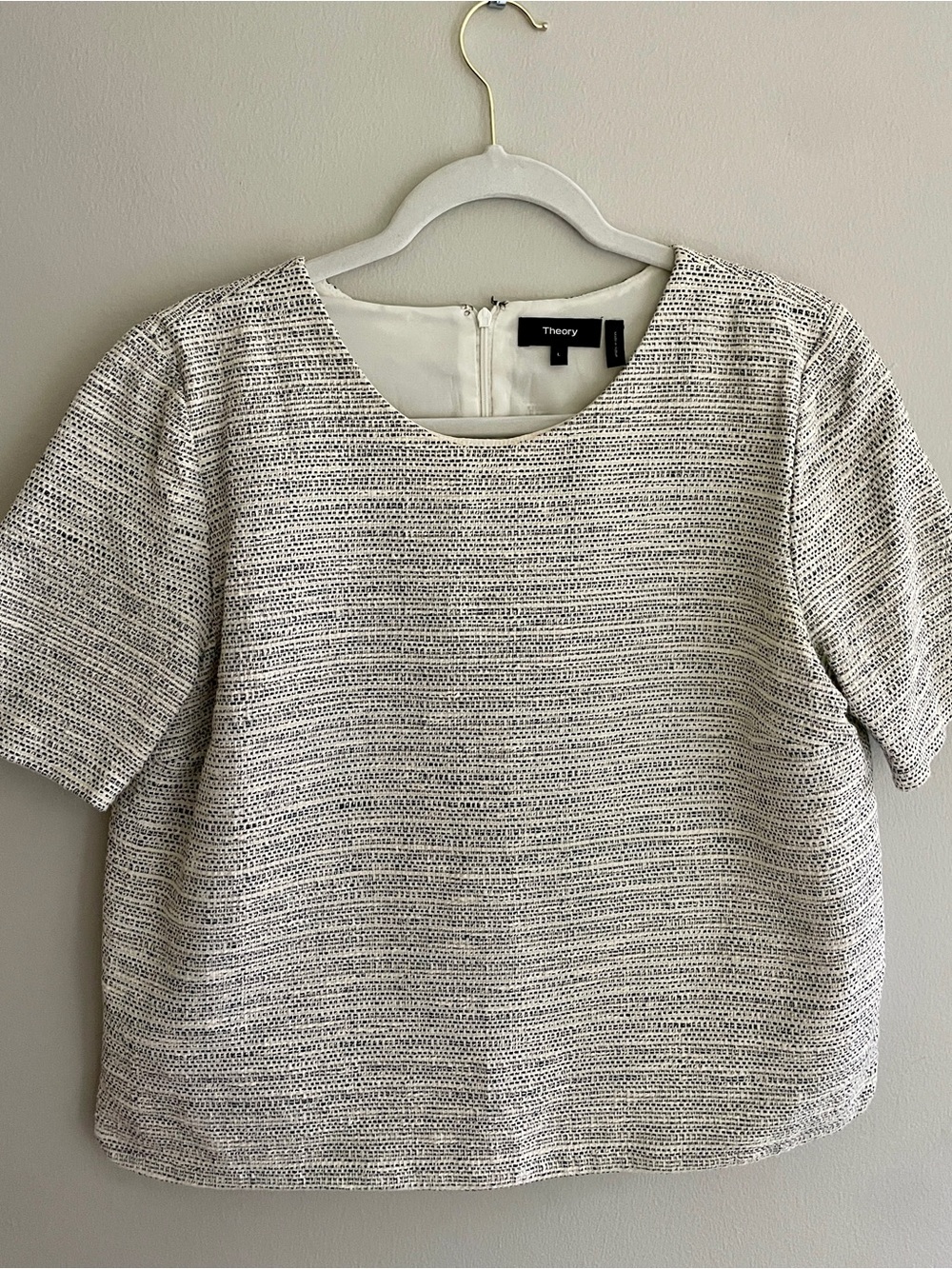 Theory Black and White Textured Short-Sleeve Tunic